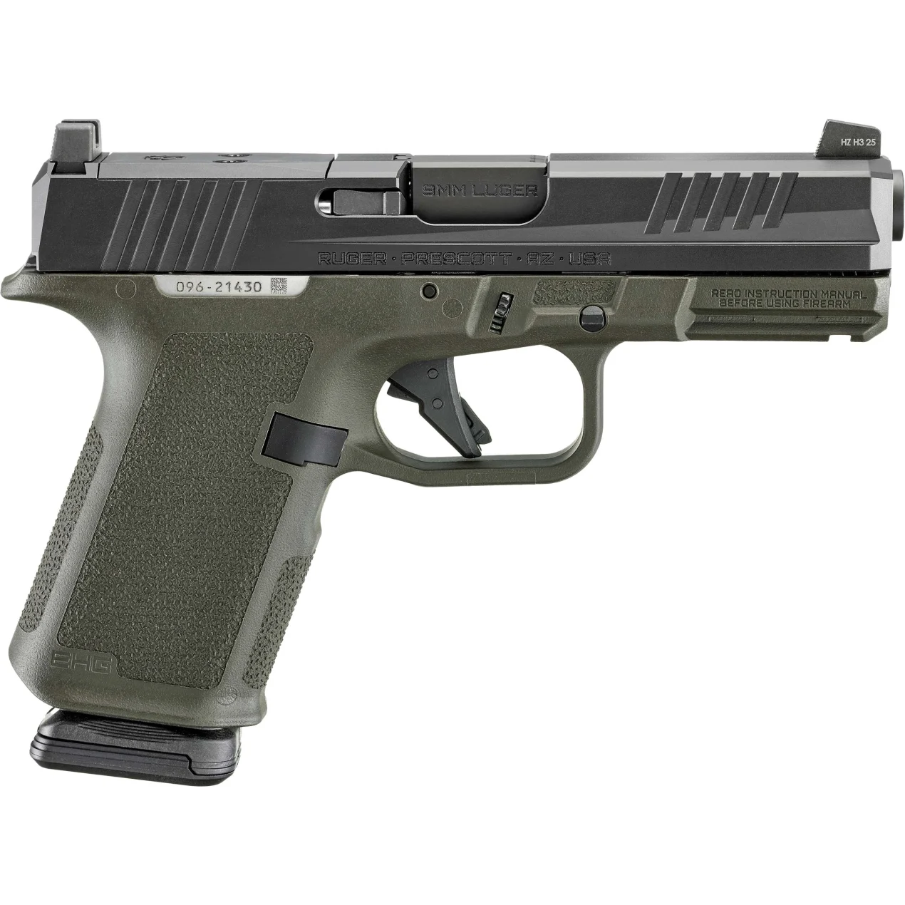 RUGER RXM OD GREEN FRAME 9MM, 15RD X 2