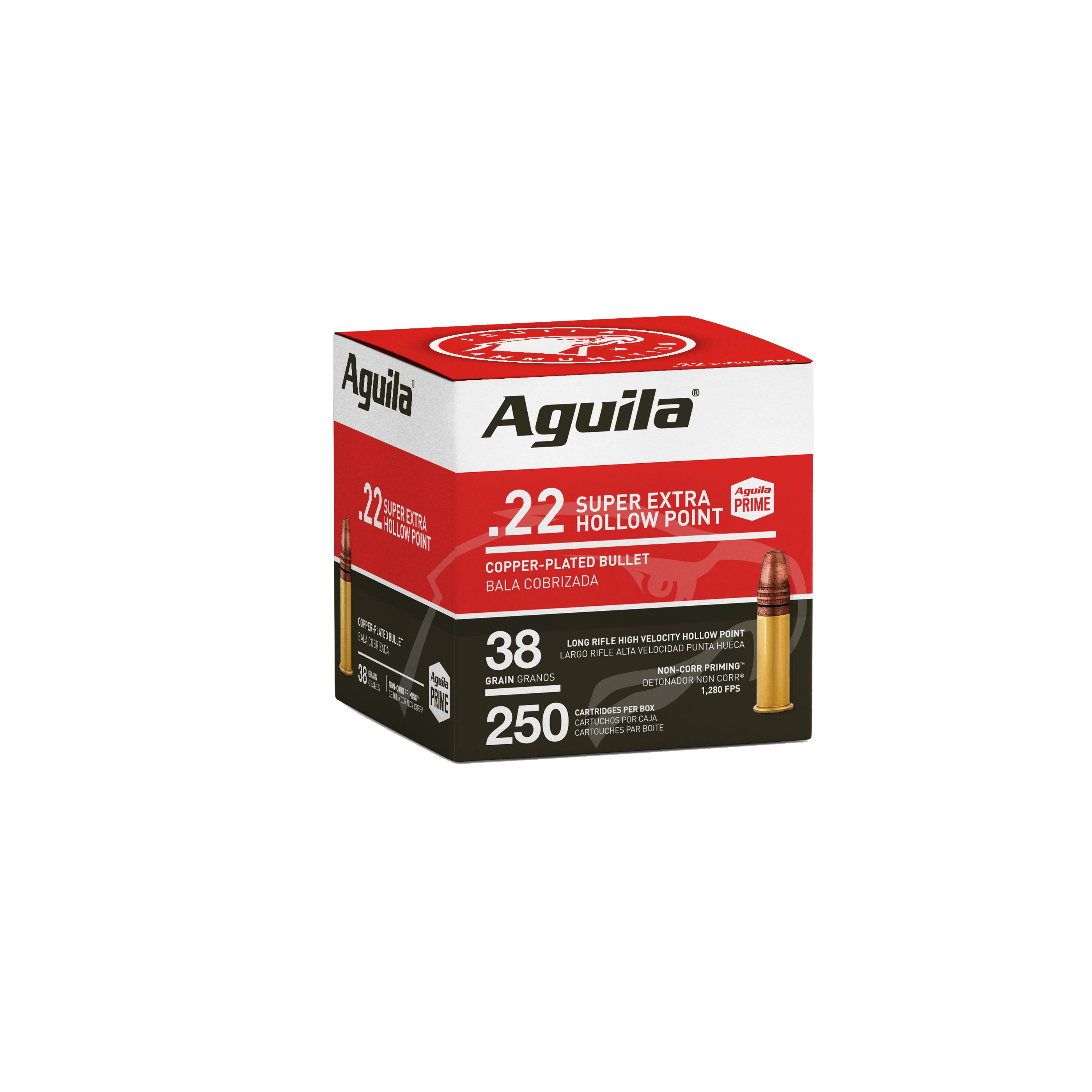 22lr, 250 balas, 38 grain, Aguila Copper Plated Hollow Point