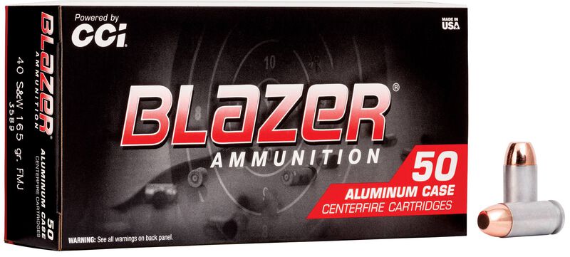 40 S&W, 50 balas, Blazer Aluminum, 165 Grain
