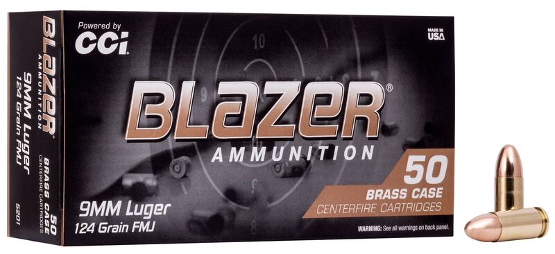 9mm Luger, 1000 balas, Blazer Brass, 124 Grain, 20 cajas de 50