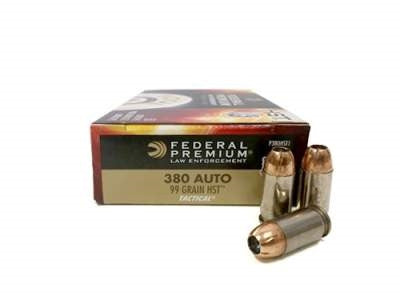 380 Auto (ACP), 50 balas, 99 Grain, Federal HST Jacketed Hollow Point
