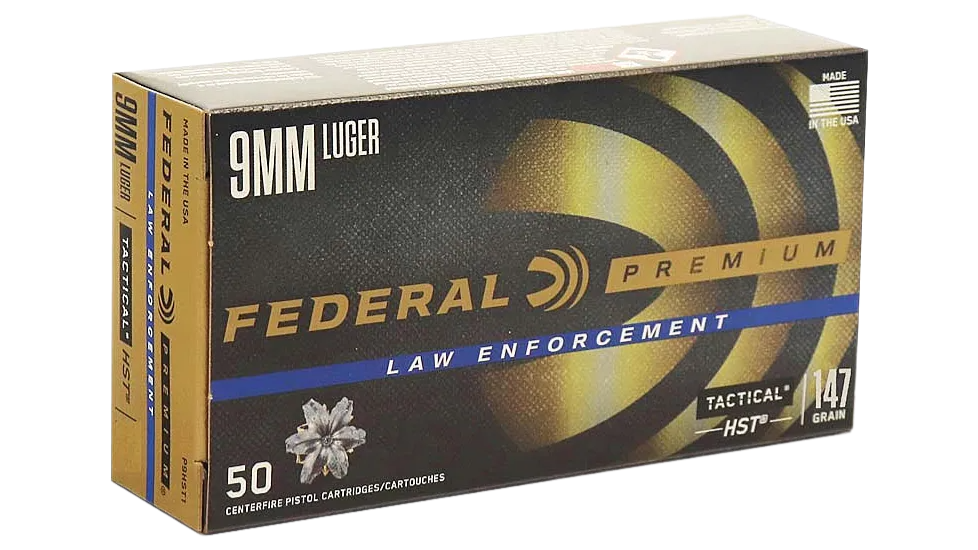 9mm Luger, 50 balas, 147 Grain, Federal HST Jacketed Hollow Point